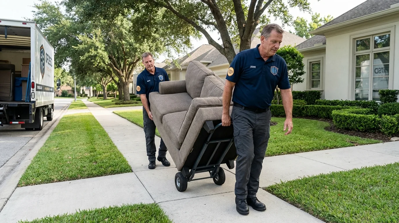 Local residential moving crew loading furniture in Milford, CT